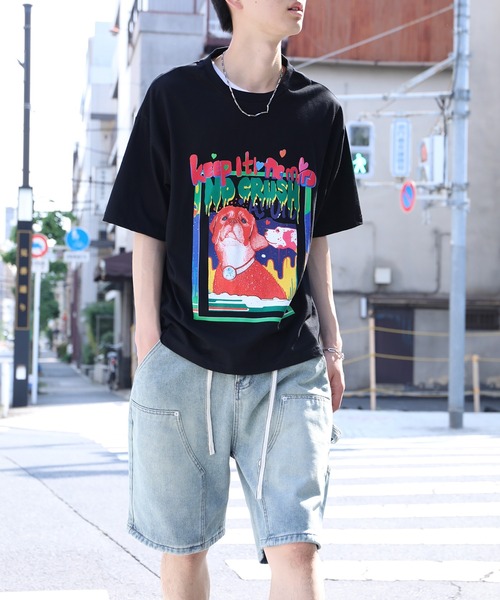 tシャツ HOOK -original- 「NO CRUSH」Y2Kプリント半袖TEE (SS) (LR