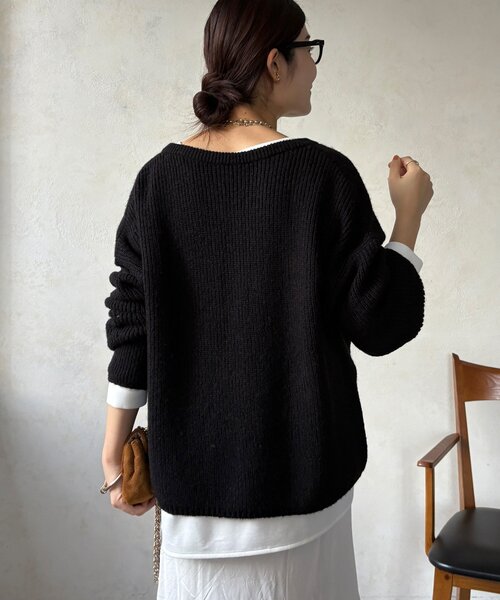 DouDou（ドゥドゥ） ニット セーター ウール混スキッパープルオーバー