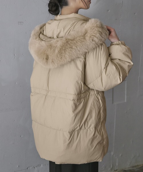 LOWO ダウンコート ダウンジャケット フォックスファー付き フーデッド