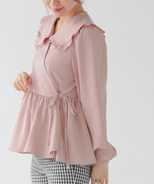 Fit more（フィットモア） ブラウス シャツ スカラップフリルカラー