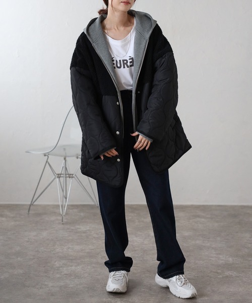 TRIANGLE PALETTE ジャケット ノーカラージャケット ボア切り替え