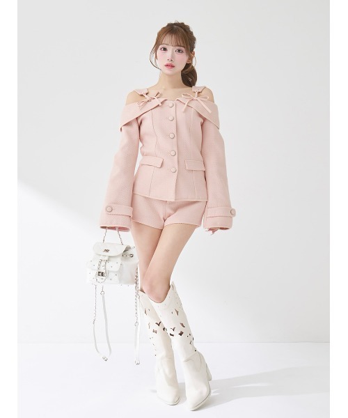 Darich（ダーリッチ） ボンディングツイードオフショルチュニック