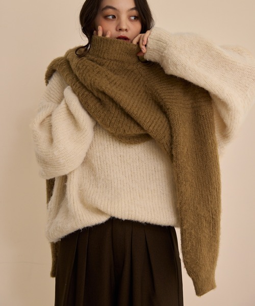 OLUN ニット セーター high neck mohair like knit/ハイネックモヘア