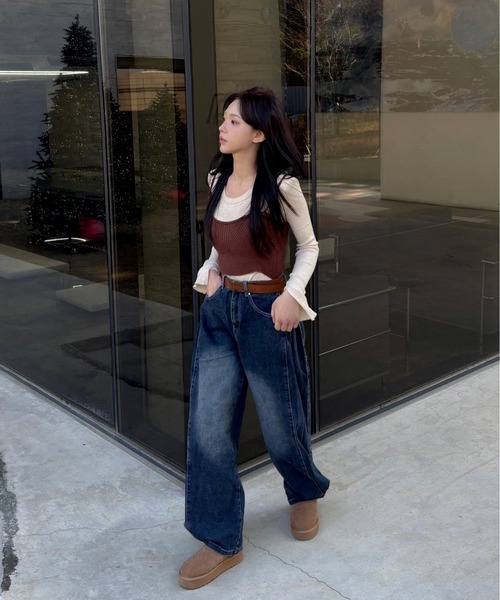 ジーンズ デニム デニムパンツ サイドタックスナップボタンワイド