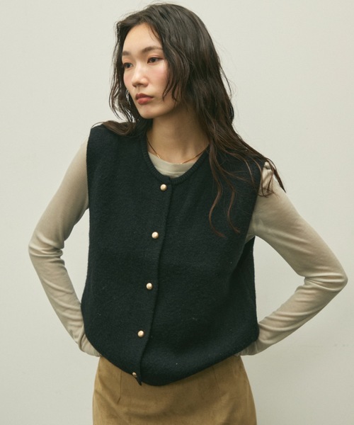 ベスト ジレ ゴールドボタンニットジレ レディース : ZOZOTOWN Yahoo