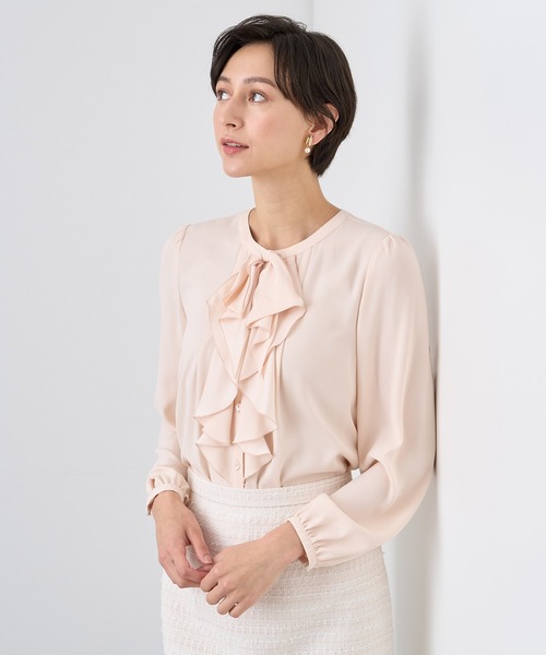 ANAYI（アナイ） ブラウス シャツ バックサテンリボンラッフル