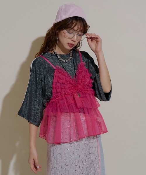 bohmal（ボマール） キャミソール シアーチュールキャミビスチェ