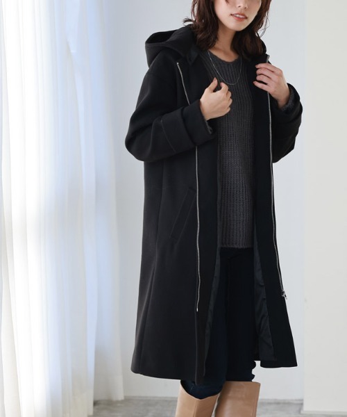 Pierrot（ピエロ） コート アウター メルトンフード付きコート