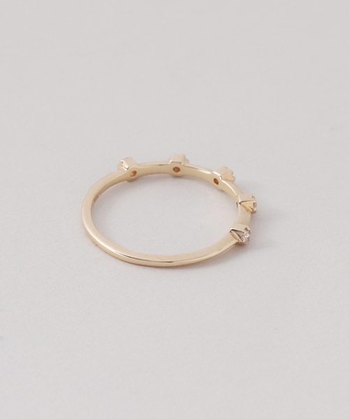 Lilas 指輪 リング 5ピースダイヤステーションピンキーリング K10