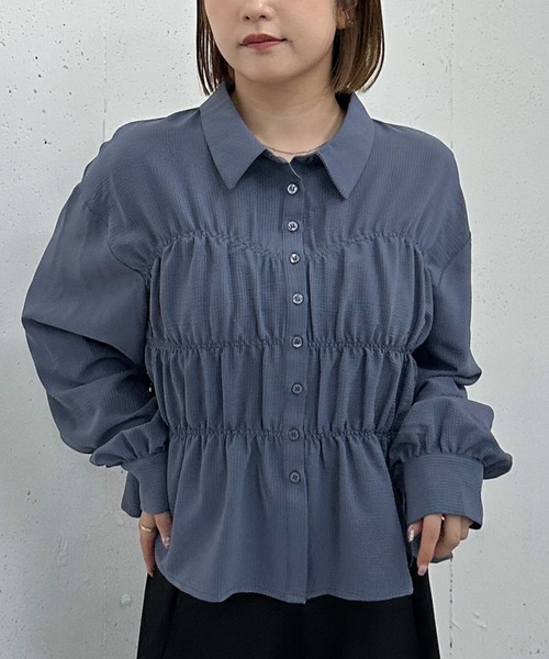 archives（アルシーヴ） ブラウス シャツ シャーリングペプラムシャツ