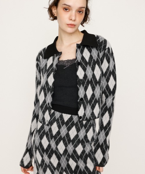 SLY（スライ） カーディガン 「セットアップ可」ARGYLE CHECK HG POLO