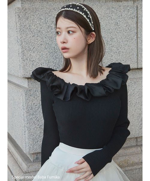 SNIDEL（スナイデル） ニット セーター シアーフリルニットプル