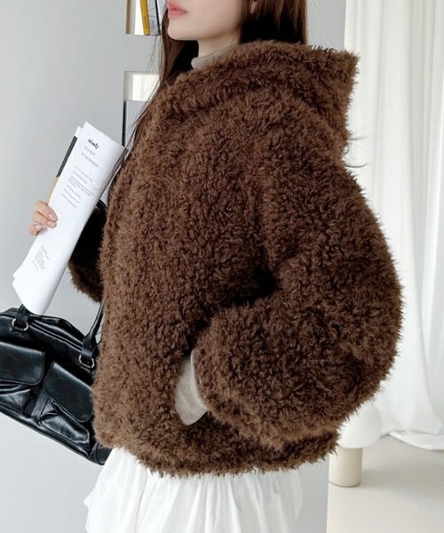 Ada. コート アウター もこもこ ボア フーディ ブルゾン レディース