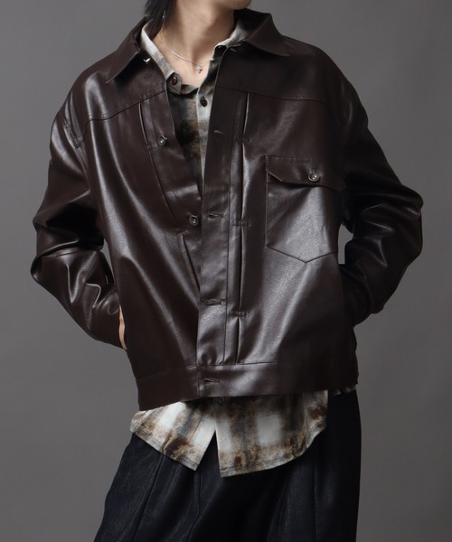 ブルゾン アウター 1ST型アーティフィシャルレザージャケット メンズ