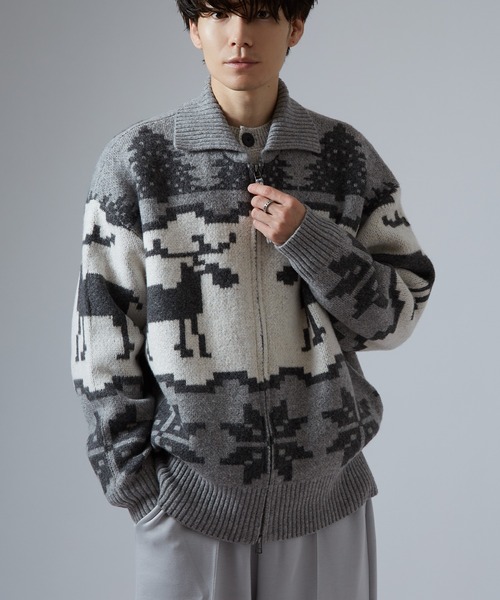 improves（インプローブス） カーディガン ノルディック柄 カウチン