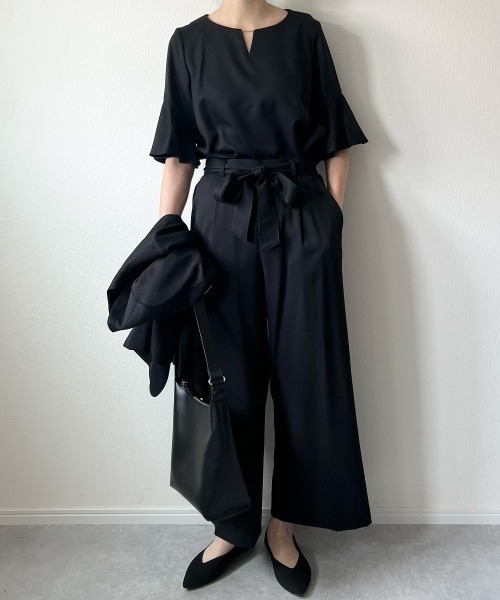 超極美品✨24SS✨インディヴィ✨ノーカラー✨パンツスースセットアップ✨