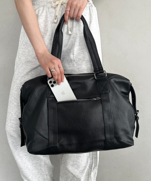 ボストンバッグ 「A4収納可能」PU 2WAYマルチショルダーバッグ