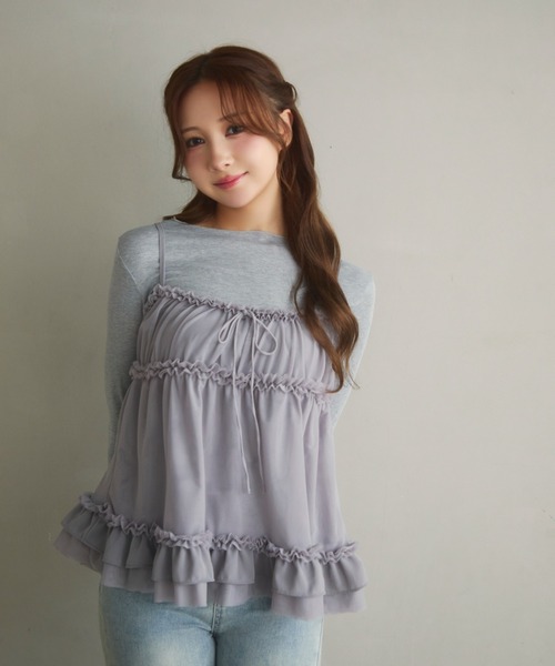 TITTY＆CO.（ティティーアンドコー） tシャツ ロンTフリルキャミセット