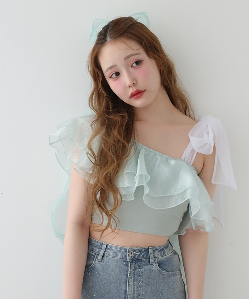 one after another NICE CLAUP 水着 swimwear/肩リボンワンショルダー