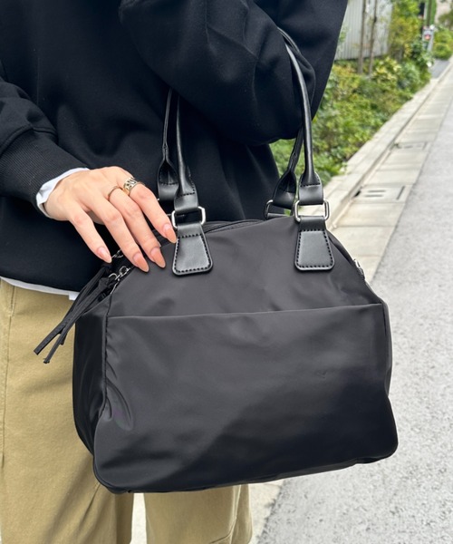 ボストンバッグ ダブルポケットナイロン2WAYボストンバッグ