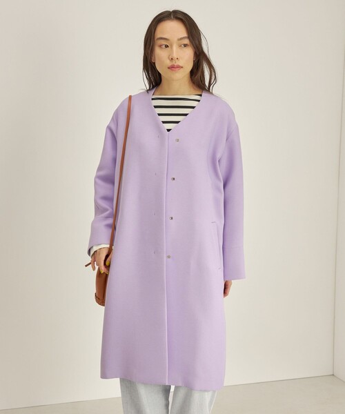 SHIPS（シップス） ノーカラーコート コート トリプルクロス ノー