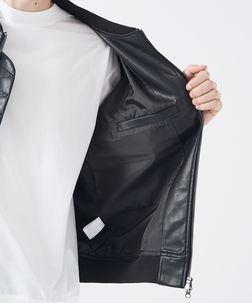 AH ABAHOUSE 革ジャン ライダース 「AH / MA-1型」エコレザー ブルゾン