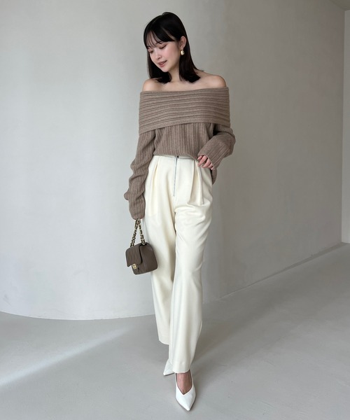 anuans（アニュアンス） ワンピース オフショルリブニットセットアップ