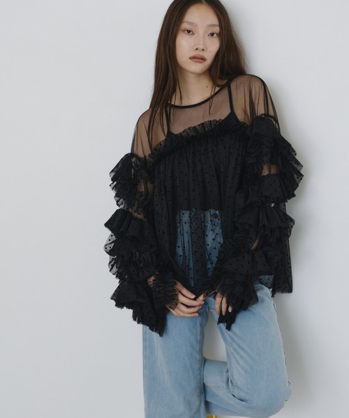 ANDRESD ドレス デコラティブチュールトップス / decorative tulle