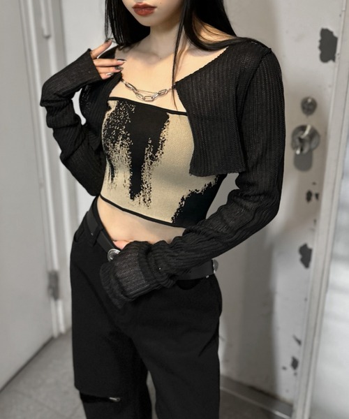 LVEU.（ラブユ） チューブトップ ベアトップ 「LVEU.」ニュアンス柄