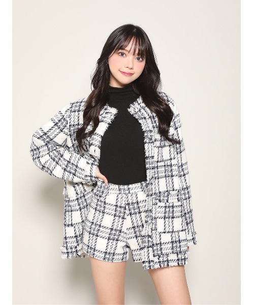 Darich（ダーリッチ） コート アウター チェックフリンジツイード