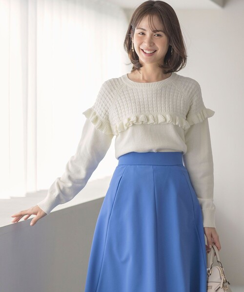 組曲（KUMIKYOKU） ニット セーター バスケット編みフリル ニット