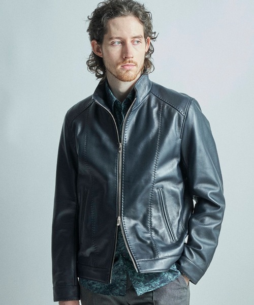 MEN'S BIGI（メンズビギ） 革ジャン ライダース スタンドカラー