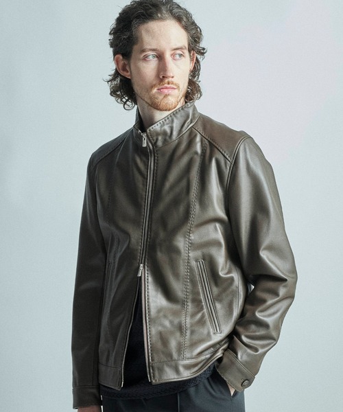 MEN'S BIGI（メンズビギ） 革ジャン ライダース スタンドカラー