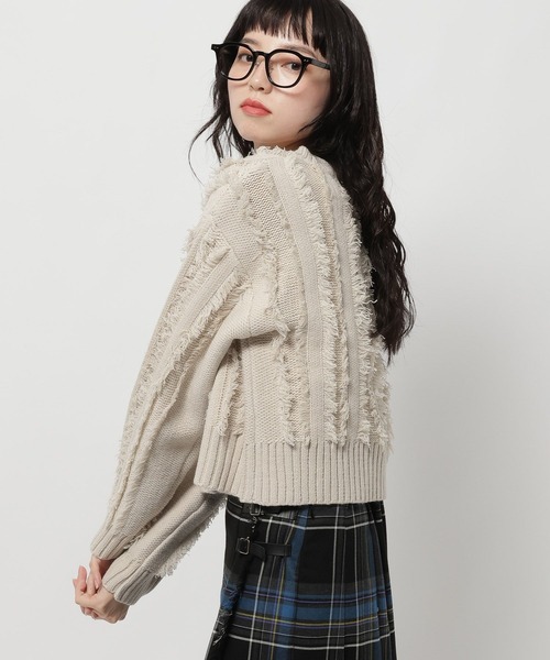 niko and…（ニコアンド） ニット セーター ケーブルフリンジニットプル