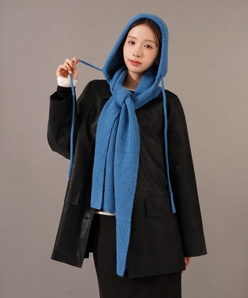 CEMO NEMO（セモネモ） マフラー ストール フード付き リブニット