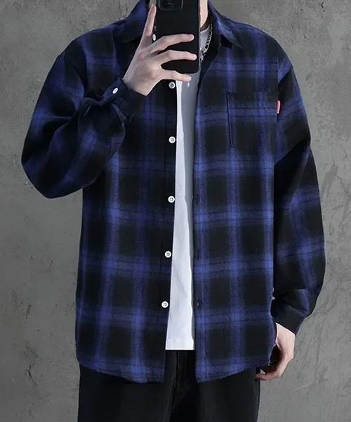 NO WAY シャツ /Bz/オンブレチェックシャツ メンズ レディース