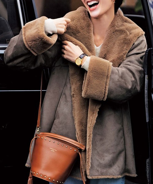 IEDIT（イディット） ムートンコート ボアコート 軽くてやわらかいエコ