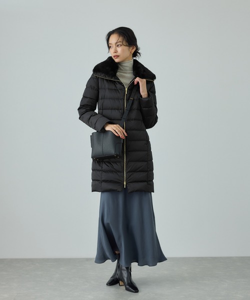 ROPE'（ロペ） ダウンコート ダウンジャケット サテンロング丈ダウン