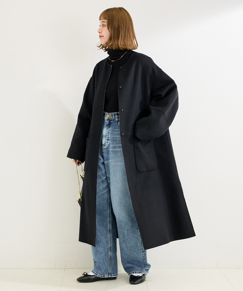 B.C STOCK（ベーセーストック） ノーカラーコート コート 「追加」S120