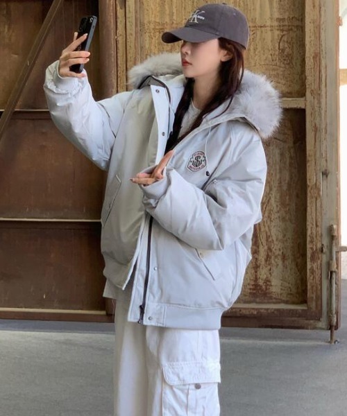 ダウンコート ダウンジャケット ファーフード付きダウンジャケット
