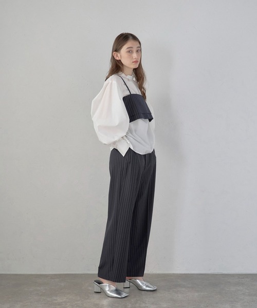 MINERTE キャミソール 「MINERTE」back ribbon pinstripe bustier