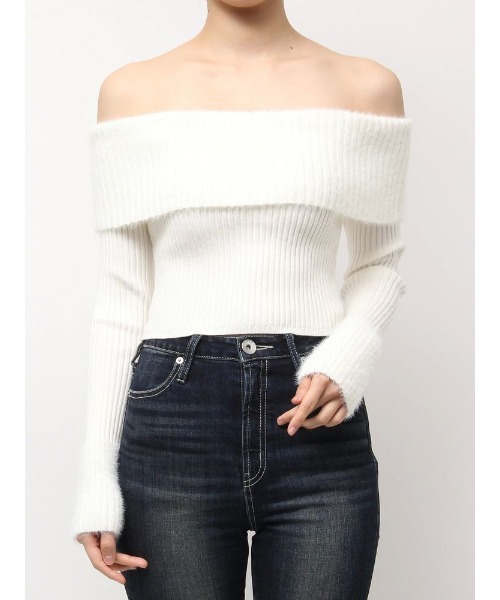 GYDA（ジェイダ） ニット セーター mix materialオフショルニット