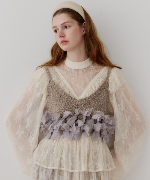 J1U by LA BELLE ETUDE メニーリボンニットビスチェ「セットアップ対応