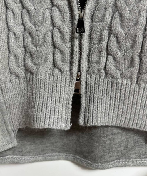 ニット セーター ケーブル編みジップアップニット レディース