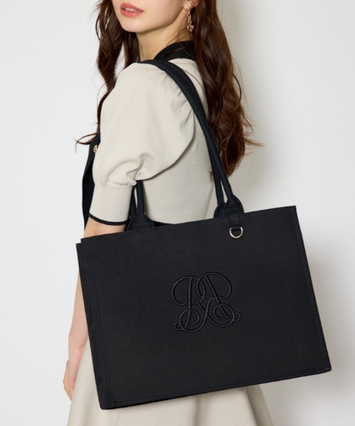 Roen 総柄 ロゴジャガード ダブルチェーン トートバッグ ブラック