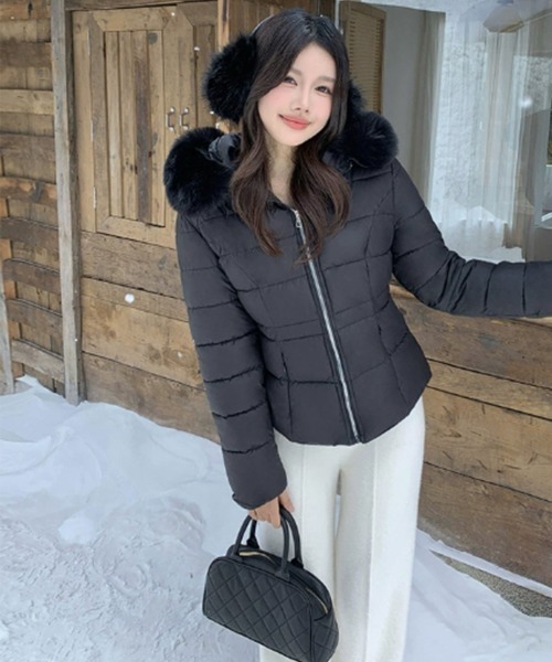 ダウンコート ダウンジャケット 取り外し可能ファー付 フーデッド