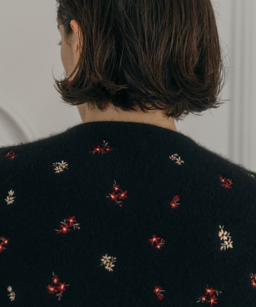 CREDONA（クレドナ） カーディガン FLOWER EMBROIDERY KNIT JACKET