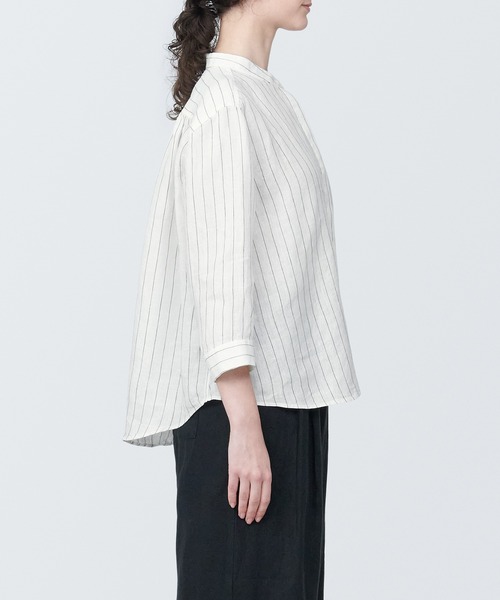 無印良品（MUJI） ブラウス シャツ 婦人 リネン 洗いざらしスタンド