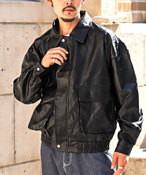 LUXSTYLE（ラグスタイル） ブルゾン アウター レトロPUレザー