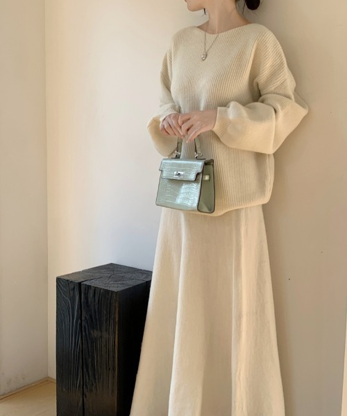 Diosfront セットアップ ボートネック畦編みニットプルオーバー